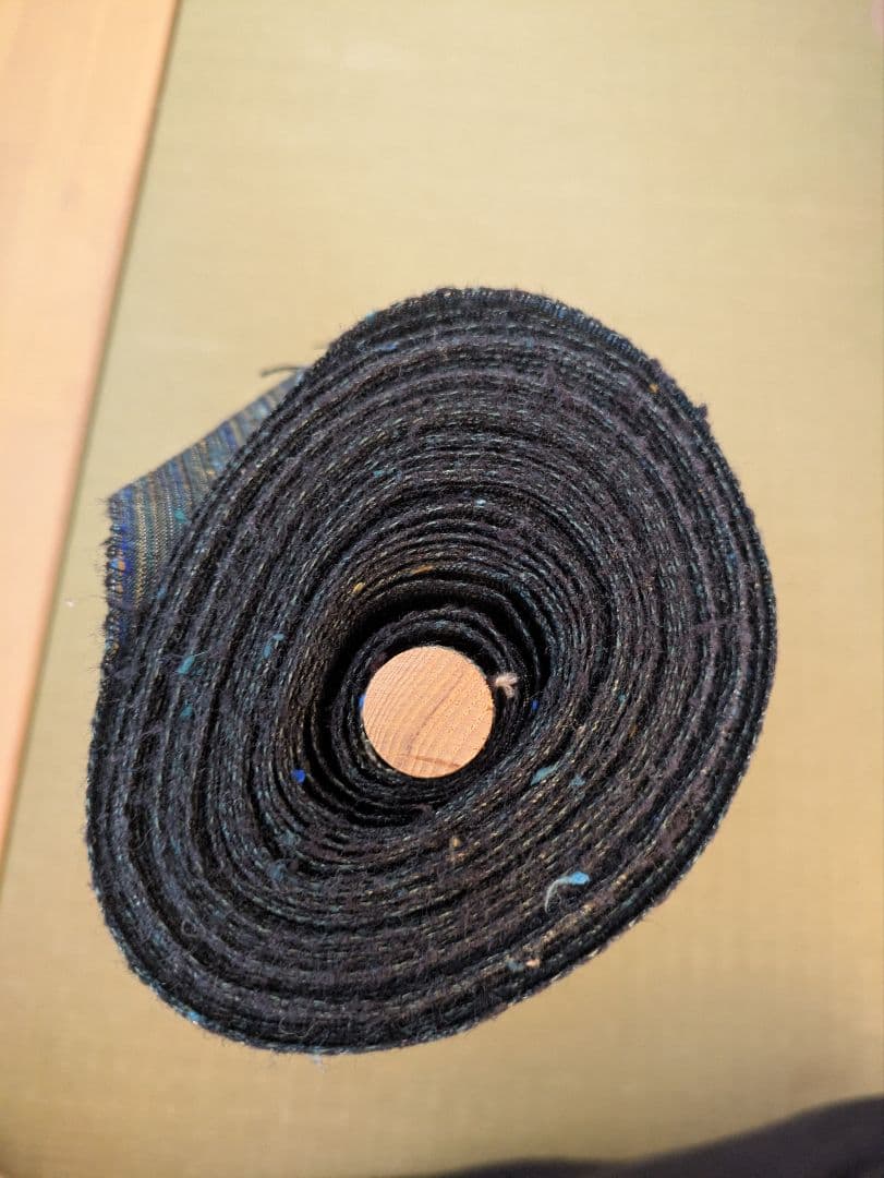 高級正絹 反物 紬 縦縞 藍色系 ハンドメイド リメイク 画像5
