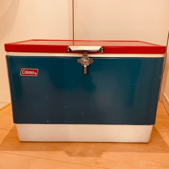超極レア ビンテージ コールマン トリコロール クーラーボックス スチ