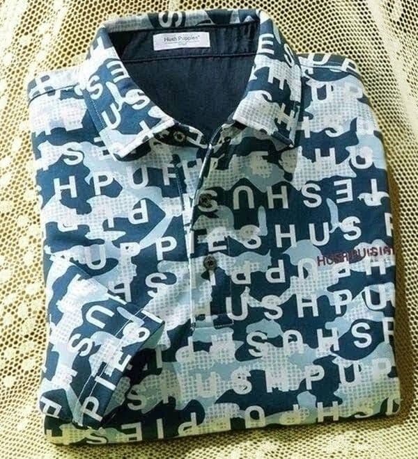 Hush Puppies ゴルフ長袖シャツ カモフラ柄〈ネイビー〉
