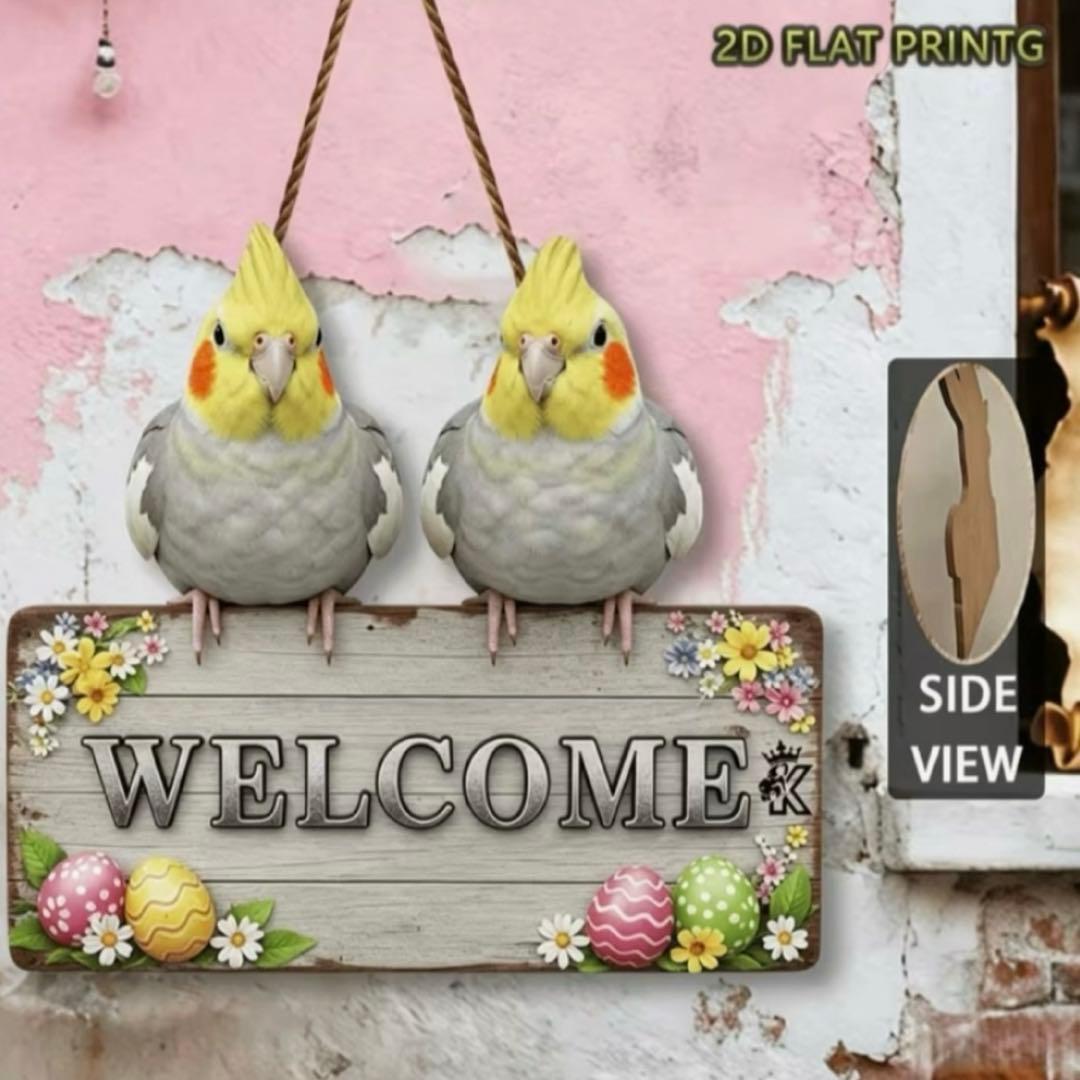 新品 オカメインコ 木製ウェルカムボード 鳥雑貨 オカメインコグッズ 画像2