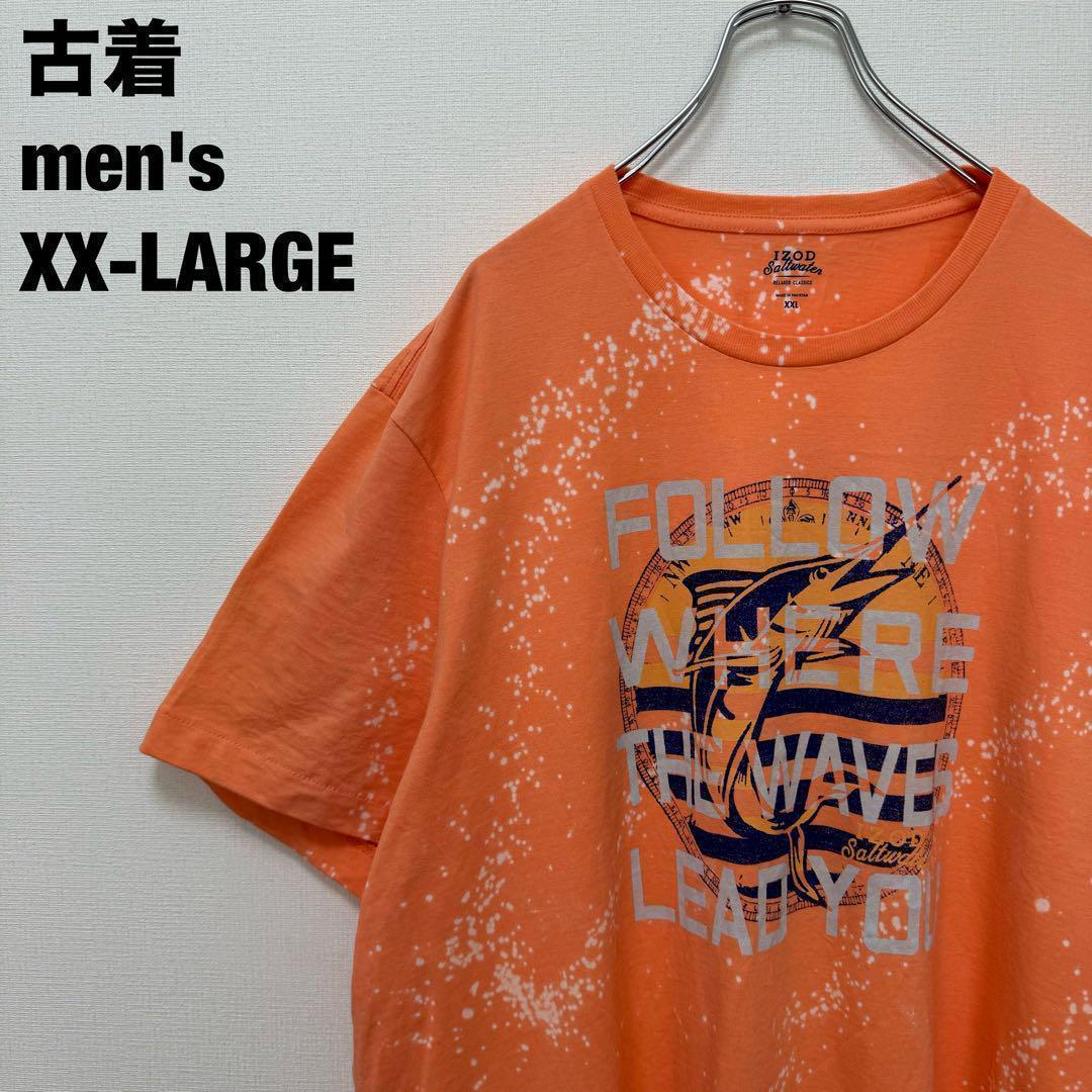 古着 アイゾッド Tシャツ ブリーチ 派手 フィッシング サーモンピンク XXL