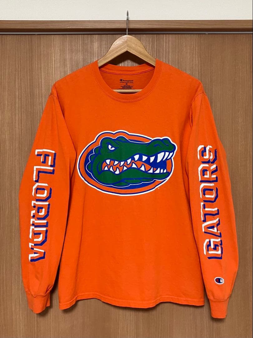 希少 美品 Champion FLORIDA GATORS ロンT ワンポイント