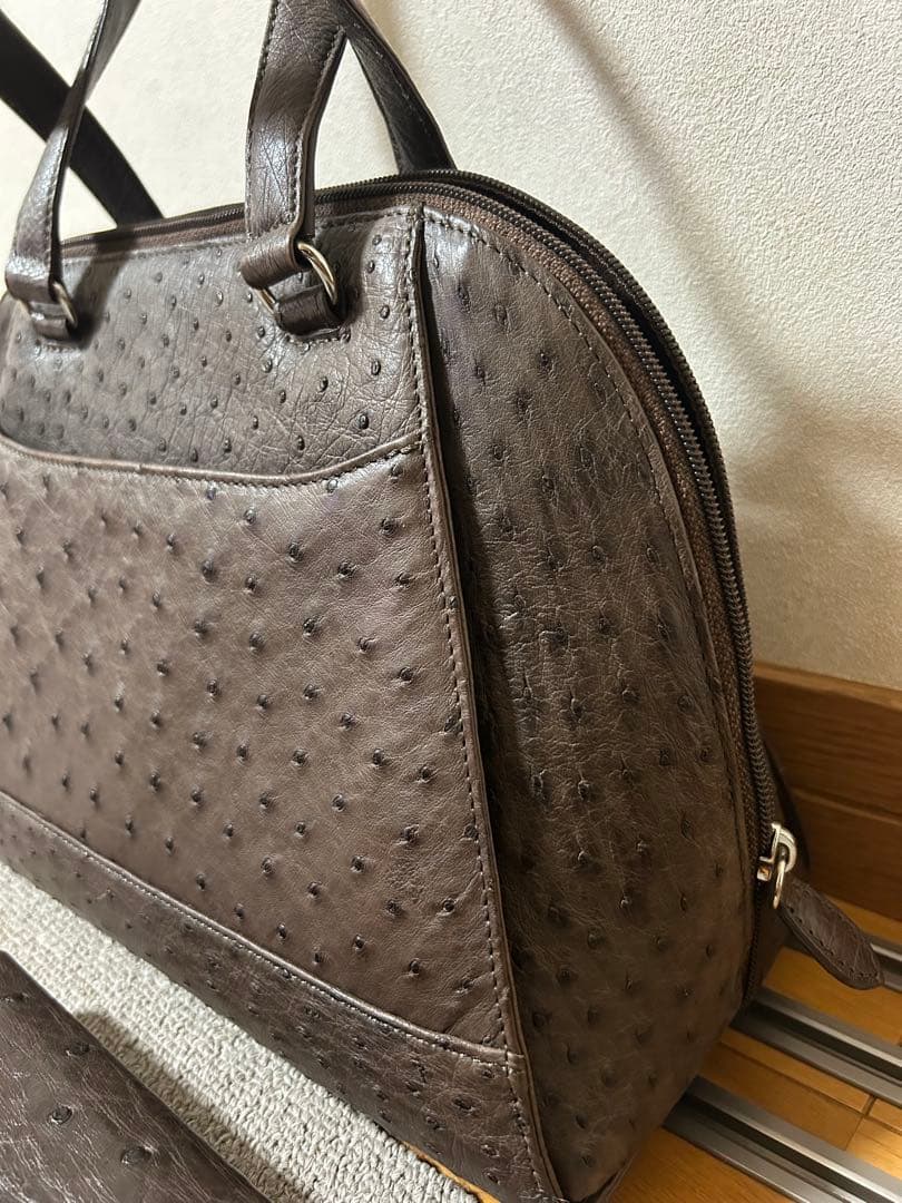 美品 オーストリッチ ハンドバッグ 財布 古銭入れ 画像4