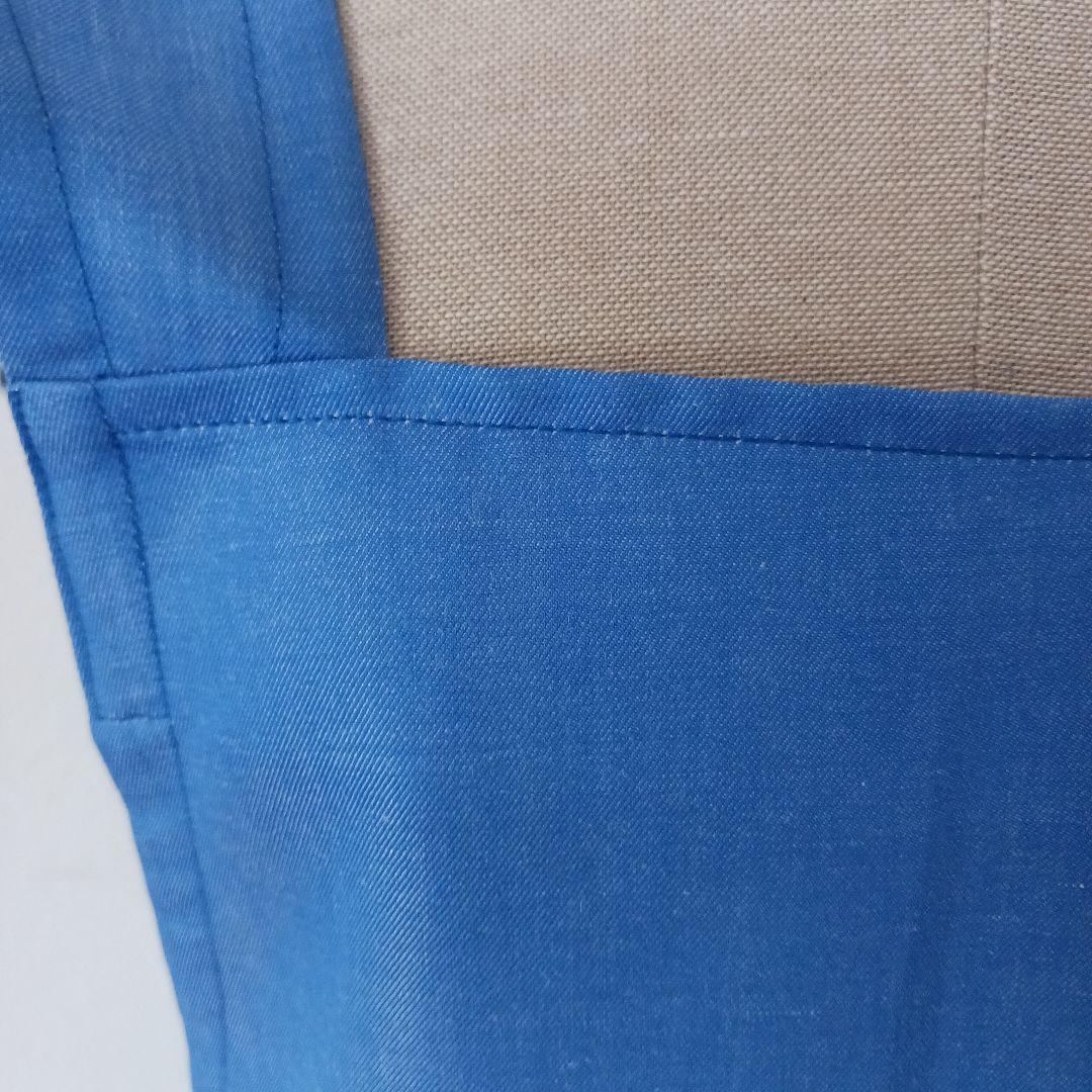 Linen 混デニム スクエア バッククロス 大人 エプロン Ｍ～ BLUE 画像2