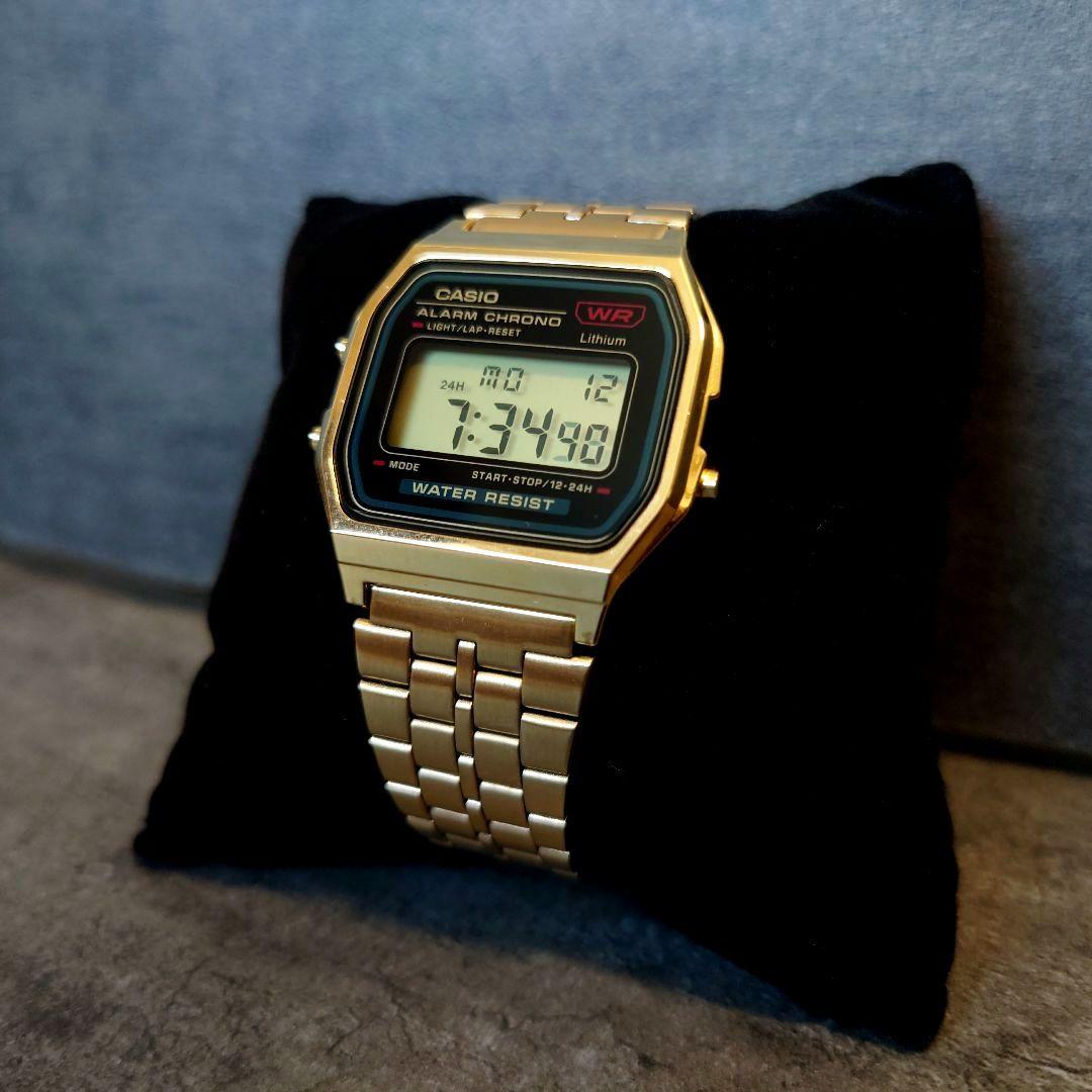 極美品 CASIO A159WGEA-1JF ゴールド デジタル腕時計 メンズ