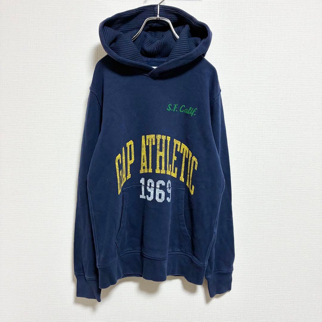 A1494 GAP オールドギャップ ロゴ パーカー ネイビー 裏起毛 XS