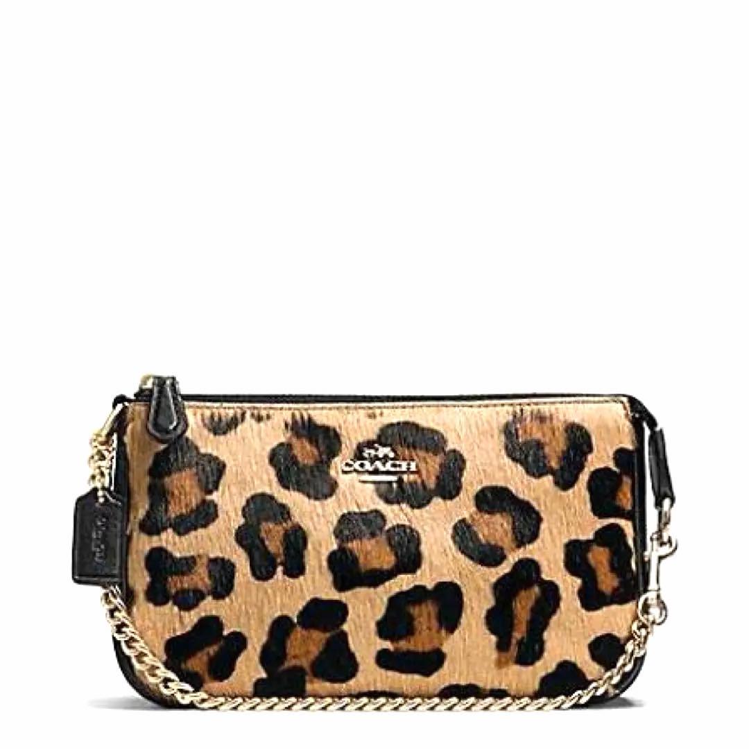 COACH Y2K レオパード柄 ハラコ チェーンショルダーバッグ